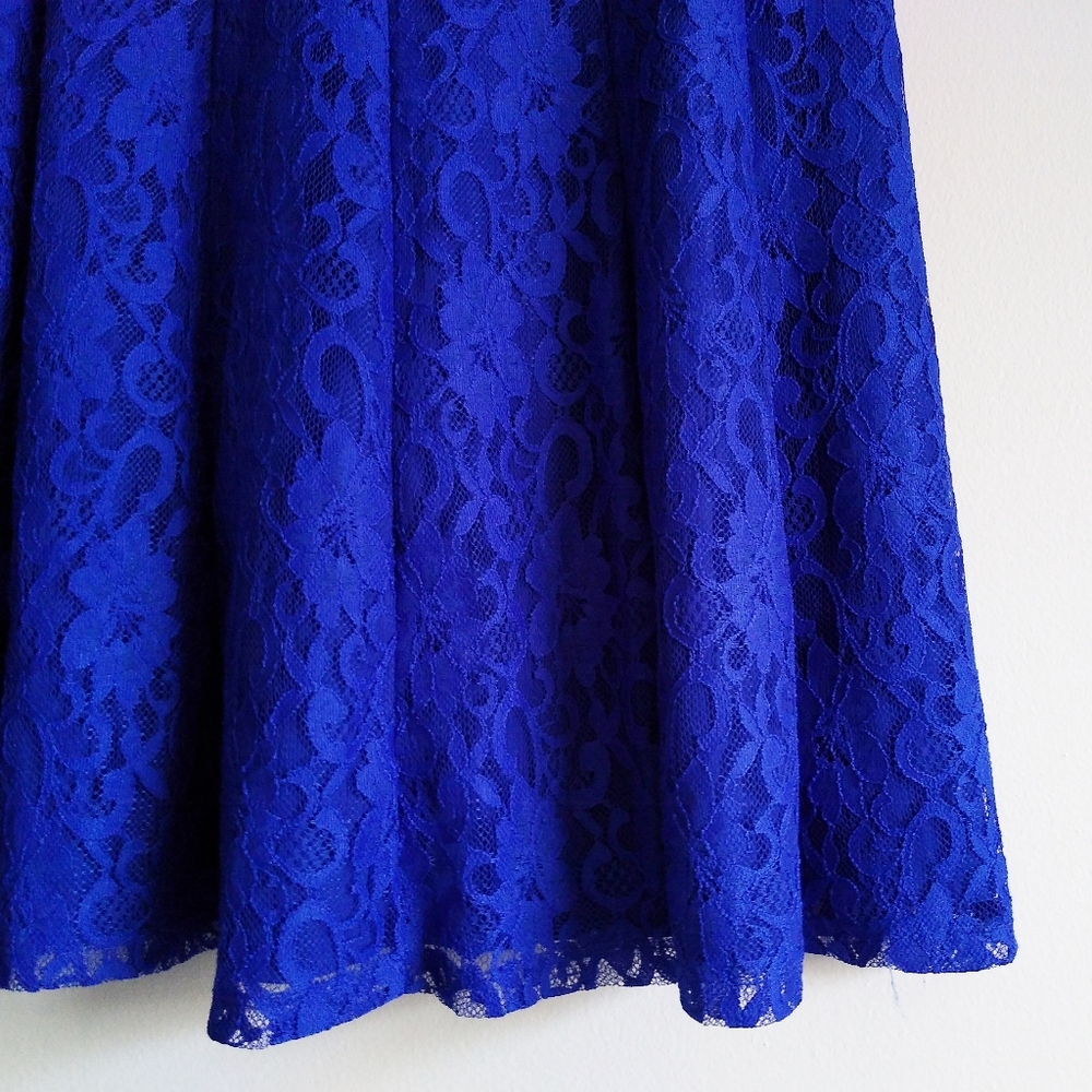 Lauren Ralph Lauren dress blue lace overlay 8 - Picture 3 of 12